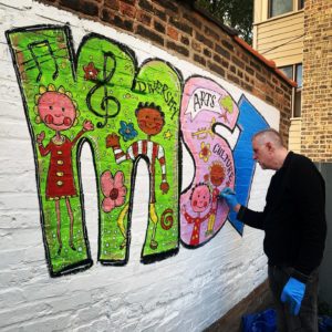 Huge thank you to @writebymike for bringing the garden area to life with this gorgeous mural of our theatres initials!!! We really appreciate you Mike!! Stop by & see it